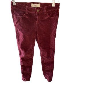 Hollister Maroon Skinny Red Velvet Pants Jeans Juniors 5